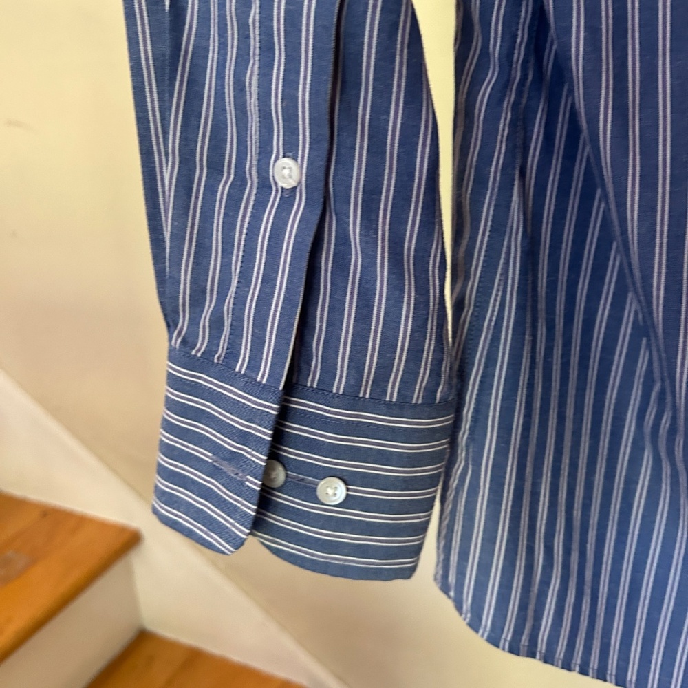 Men's Slim Fit Blue Stripe Shirt - Picture 8 of 10